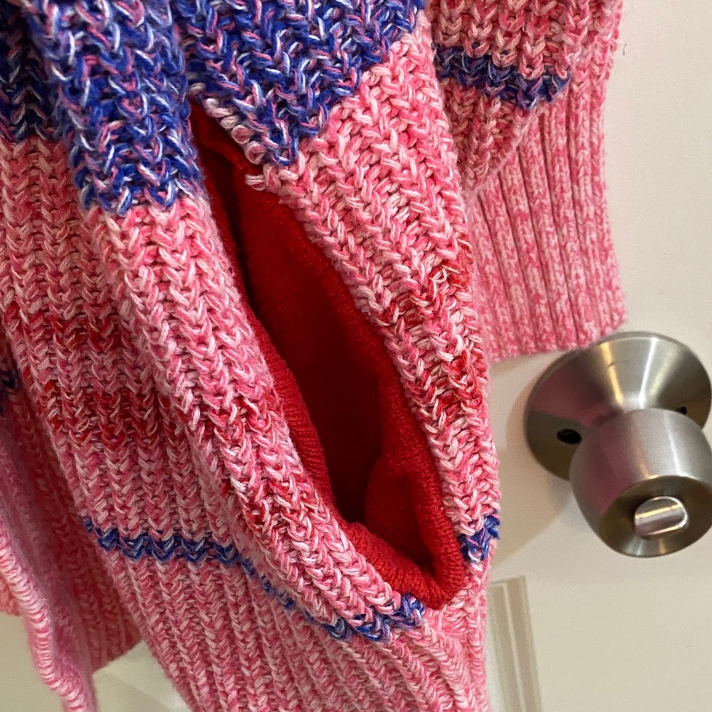 Peace Love World Pink, Indigo and Red Striped Cardigan 100% cotton - Picture 5 of 5